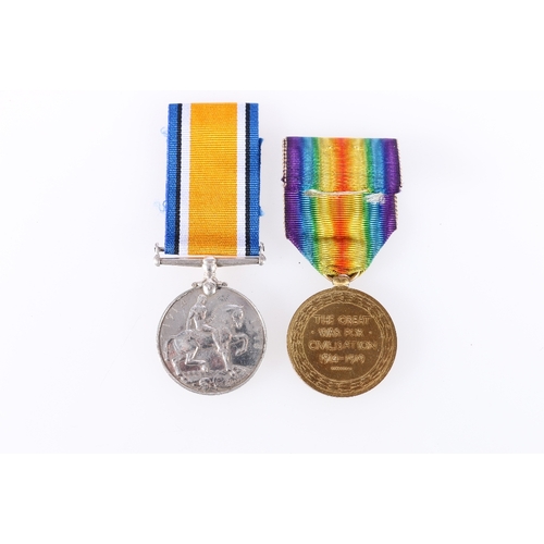 515 - WWI pair comprising war medal and victory medal to 1802 PTE D LOCKIE R SCOTS (Royal Scots)