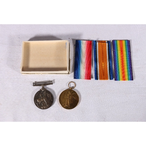 552 - WWI medal pair to T-6335 DVR J S CURRIE ASC (Army Service Corps) in issue box