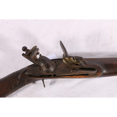 605 - Antique flintlock mussel loading gun, 147cm long