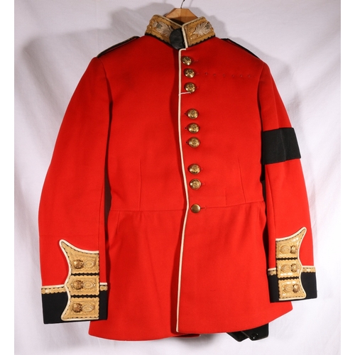 619 - Scottish regiment red coat with relief silver and gold coloured wire collar, Nemo Me Impune Lacessit... 