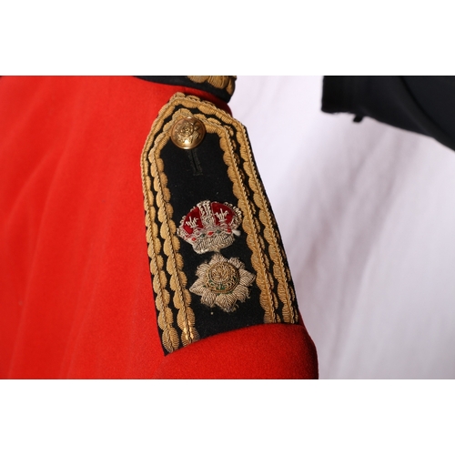 619 - Scottish regiment red coat with relief silver and gold coloured wire collar, Nemo Me Impune Lacessit... 