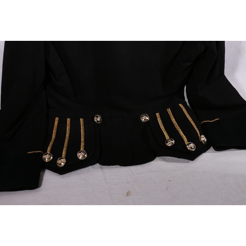 622 - King's Own Scottish Borderers uniform dress black tunic with KOSB wire collar badges, buttons by Gau... 