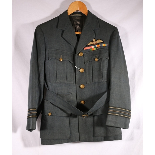 626 - Royal Air Force uniform dress blue jacket with brass Gaunt and Son of London buttons, RAF cloth brea... 