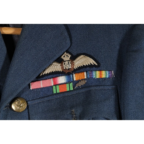 626 - Royal Air Force uniform dress blue jacket with brass Gaunt and Son of London buttons, RAF cloth brea... 