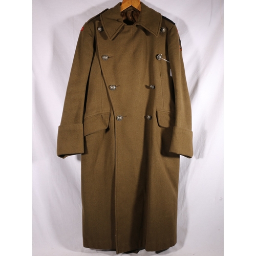 636 - Polish army uniform dress green khaki overcoat with Poland cloth shoulder title and eagle buttons by... 