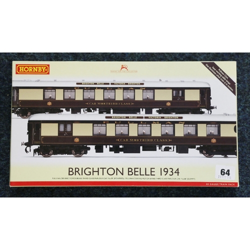 64 - Hornby OO gauge model railways Brighton Belle 1934 Pullman cars set train pack R2987, boxed