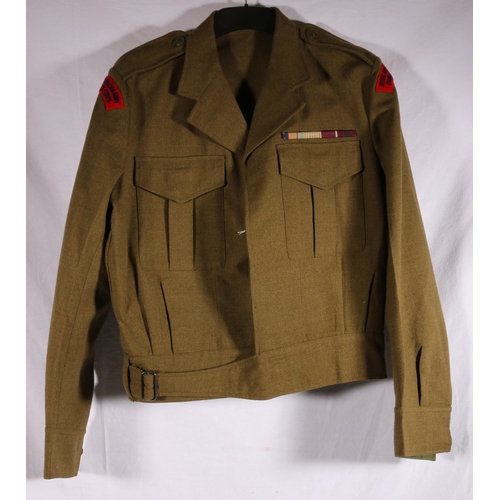 646 - Army uniform dress green khaki tunic with Royal Australian Army Ordnance Corps cloth shoulder titles... 