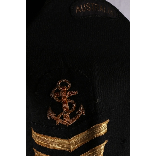 647 - Australian naval uniform dress smock with label for Red Anchor Tailoring Company of Potts Point with... 