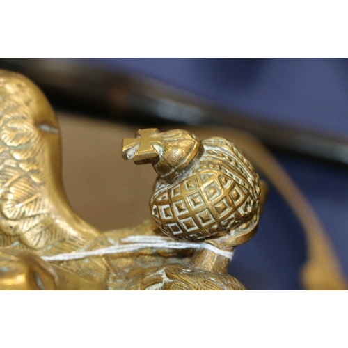 578 - Russian Imperial Garde brass helmet having star plate with enamel centre and double eagle crest fini... 