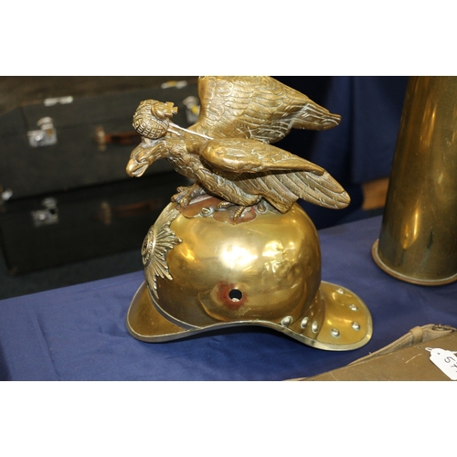 578 - Russian Imperial Garde brass helmet having star plate with enamel centre and double eagle crest fini... 