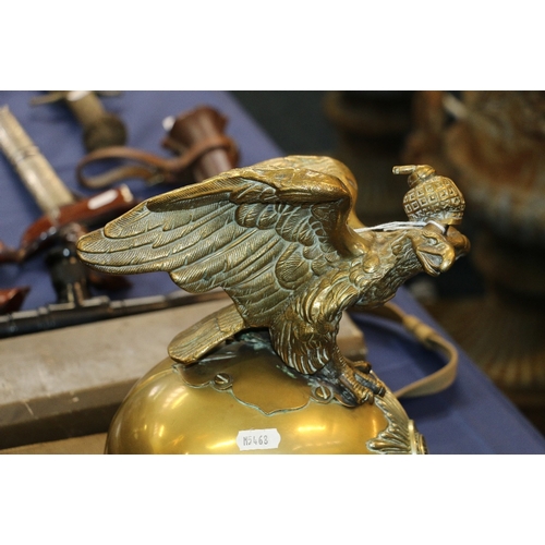 578 - Russian Imperial Garde brass helmet having star plate with enamel centre and double eagle crest fini... 