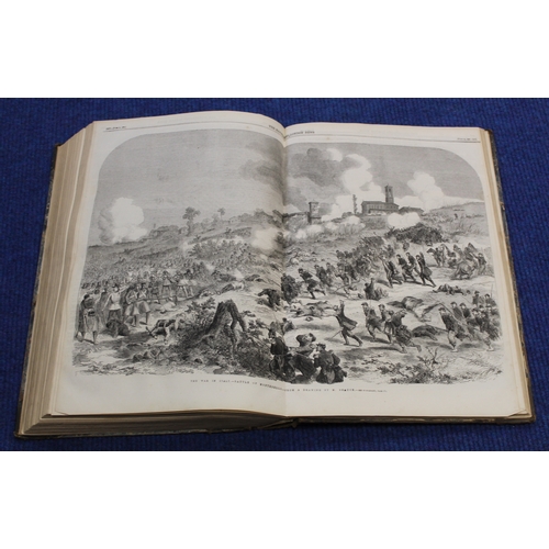 282 - ILLUSTRATED LONDON NEWS.  Bound vol. 34, Jan to June 1859 (Carlisle features on p337). Rubbed h... 