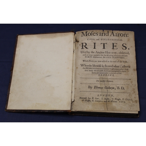 99 - GODWYN THOMAS.  Moses & Aaron, Civil & Ecclesiastical Rites. Small quarto. Old calf, tending... 