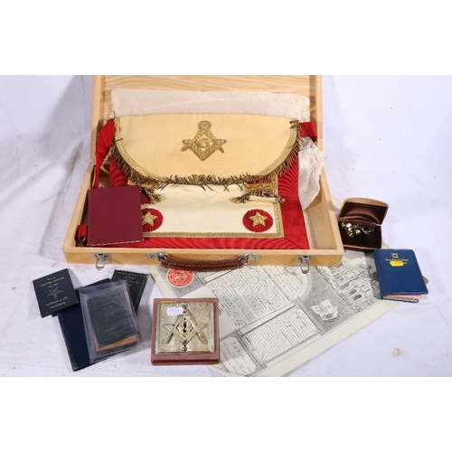 407 - Masonic apron for lodge 391, Masonic ephemera, cufflinks etc.