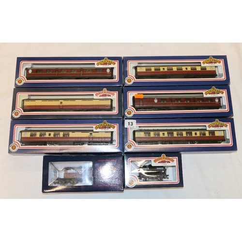 13 - Six Bachmann Branchline OO gauge model railways rolling stock coaches including 34375 Thompson 2nd C... 