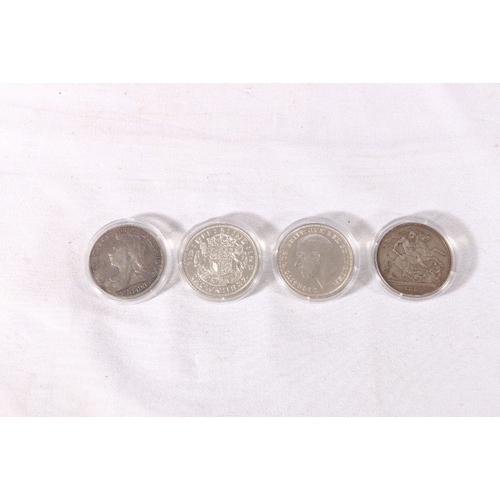 293 - UNITED KINGDOM Victoria (1837-1901) silver crowns 1889 and 1899 LXII, George V (1910-1936) crown 193... 