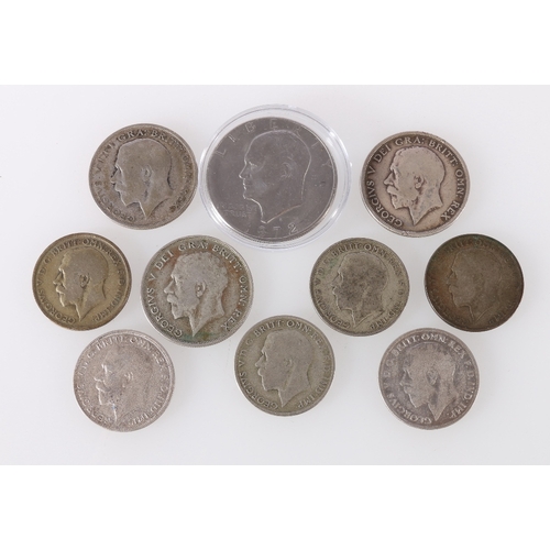 311 - UNITED KINGDOM George V (1910-1936) silver coins including half crowns 1916, 1921 and 1923, florins ... 