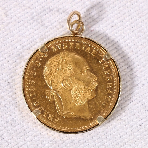 314 - AUSTRIA Franz Joseph I (1848-1916) trade coinage gold ducat 1915 likely a re-strike within pendant m... 