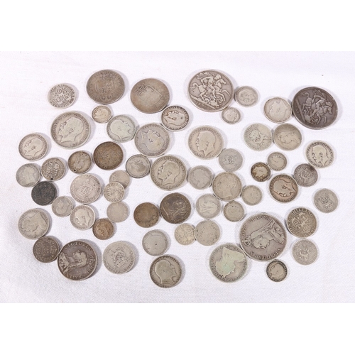 332 - UNITED KINGDOM pre 1920 925 grade silver coins from circulation including crown 1896 LX? and 1899 LX... 