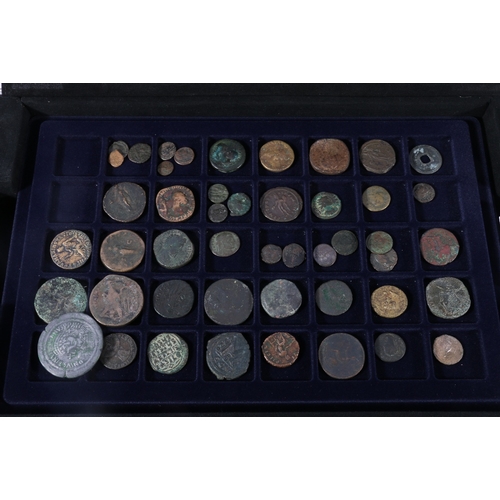 351 - Approximately 100 ancient coins, mostly Roman sestertius, antoninianus, dupodius and denari, also ca... 