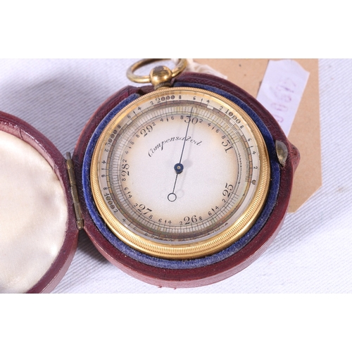 389 - Compensated pocket barometer in leather case