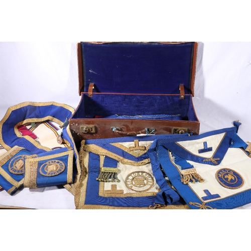 401 - Masonic items including St George and St Andrew Lodge No 9677 apron and collar, West Riding Yorkshir... 