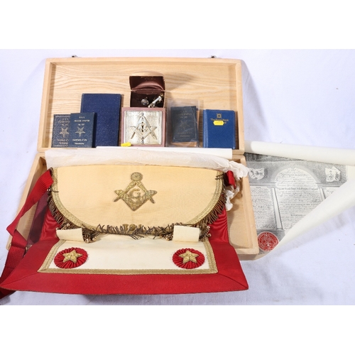 407 - Masonic apron for lodge 391, Masonic ephemera, cufflinks etc.