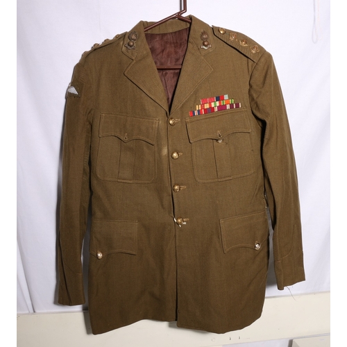 421 - British Army dress uniform khaki green jacket with Royal Engineers brass buttons by Gaunt and Son, U... 