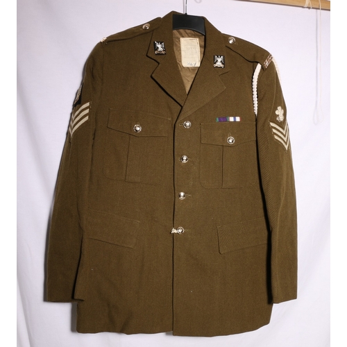 427 - British Army dress uniform khaki green jacket with H Edgard and Sons Ltd label with Royal Scots Drag... 