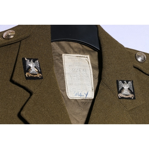 427 - British Army dress uniform khaki green jacket with H Edgard and Sons Ltd label with Royal Scots Drag... 