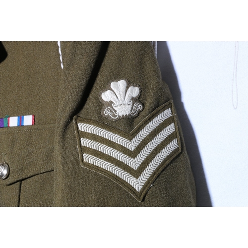 427 - British Army dress uniform khaki green jacket with H Edgard and Sons Ltd label with Royal Scots Drag... 