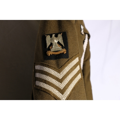 427 - British Army dress uniform khaki green jacket with H Edgard and Sons Ltd label with Royal Scots Drag... 