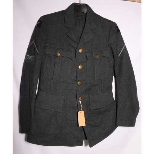 433 - Royal Air Force dress uniform blue jacket with S Simpson Ltd label dated 1951 with Telecommunication... 