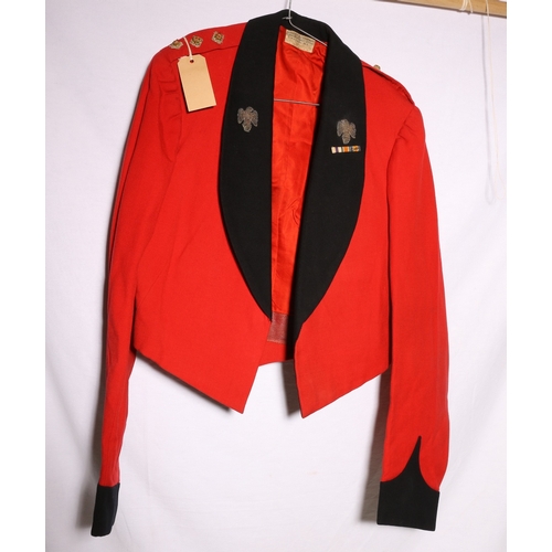 434 - British Army dress uniform scarlet tunic with Rogers and Company of London label penned 