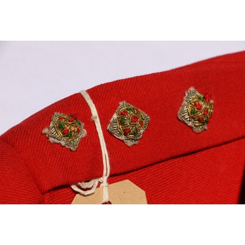 434 - British Army dress uniform scarlet tunic with Rogers and Company of London label penned 