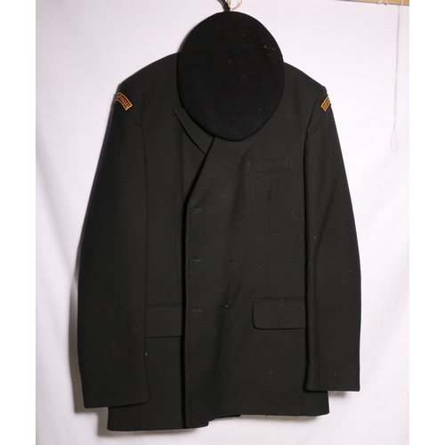 439 - Northern Lighthouse dress uniform black jacket with needlework shoulder titles also a beret by Compt... 