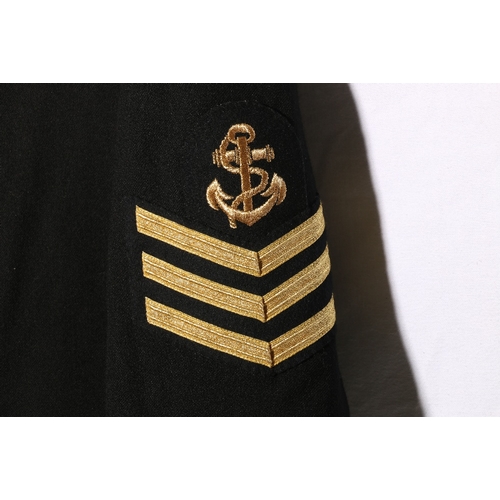 442 - Royal Navy dress uniform jumper with bullion anchor, triple chevron and airplane shoulder badges and... 