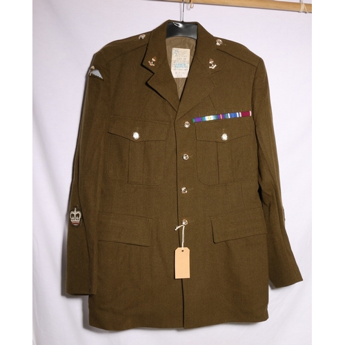 443 - British Army dress uniform khaki green jacket with H Edgard and Sons Ltd label penned 