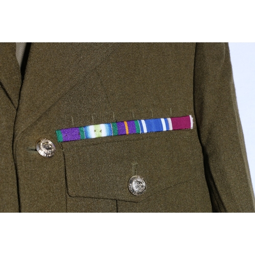 443 - British Army dress uniform khaki green jacket with H Edgard and Sons Ltd label penned 