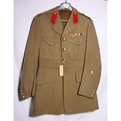 444 - British Army dress uniform jacket with Jones Chalk and Dawson Ltd label having Gaunt of London stayb... 