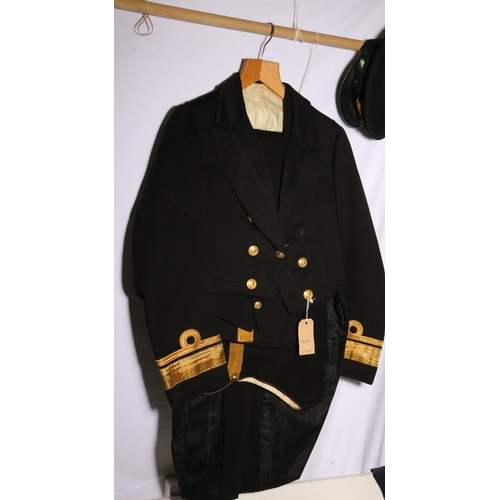 449 - British Royal Navy dress uniform jacket with Gieves and Son label with buttons by Gieves, Jennens et... 