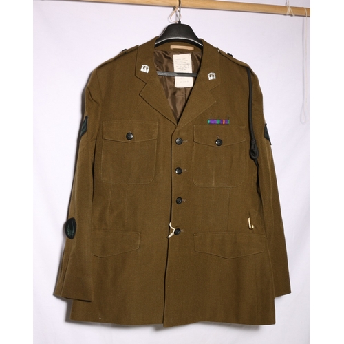 451 - Irish Army dress uniform khaki green jacket with J Compton Sons and Webb Ltd label with Royal Innisk... 