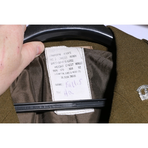 451 - Irish Army dress uniform khaki green jacket with J Compton Sons and Webb Ltd label with Royal Innisk... 