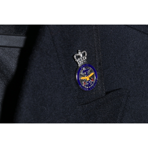 453 - Ministry Of Defence dress uniform black jacket with Dewhirst label with MOD enamel collar badges, ER... 