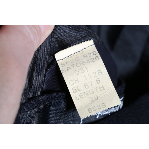 453 - Ministry Of Defence dress uniform black jacket with Dewhirst label with MOD enamel collar badges, ER... 