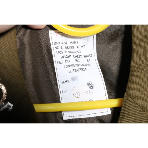 459 - British Army dress uniform khaki green jacket with J Compton Sons and Webb Ltd label with Adjutant G... 