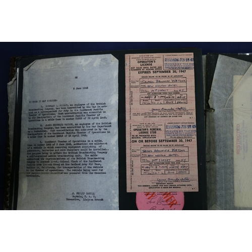 406 - Two albums of ephemera pertaining to or collected by BBC war correspondent James Brownlee Watson, on... 