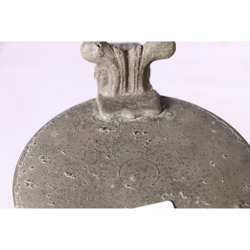 255 - Pewter communion lidded flagon or tankard initialled TK to handle, touchmark to interior 