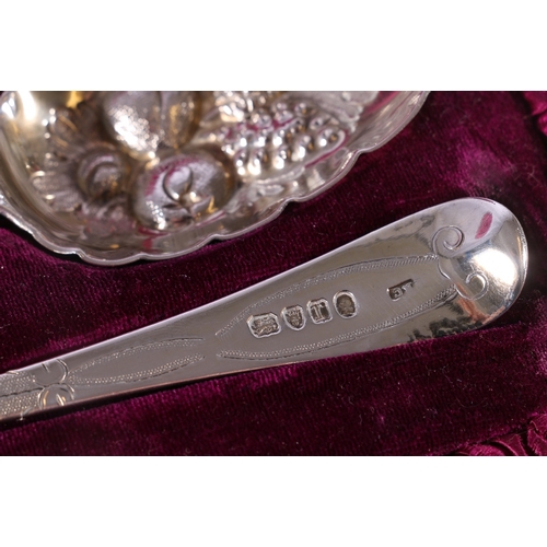 125 - Pair of George IV silver berry pattern serving spoons by Randall Chatterton, London 1832, 21.5c... 