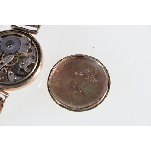 14 - Gent's 9ct gold cased wristwatch with 15 jewel Mobilia movement, the back plate stamped 9 and 375, F... 